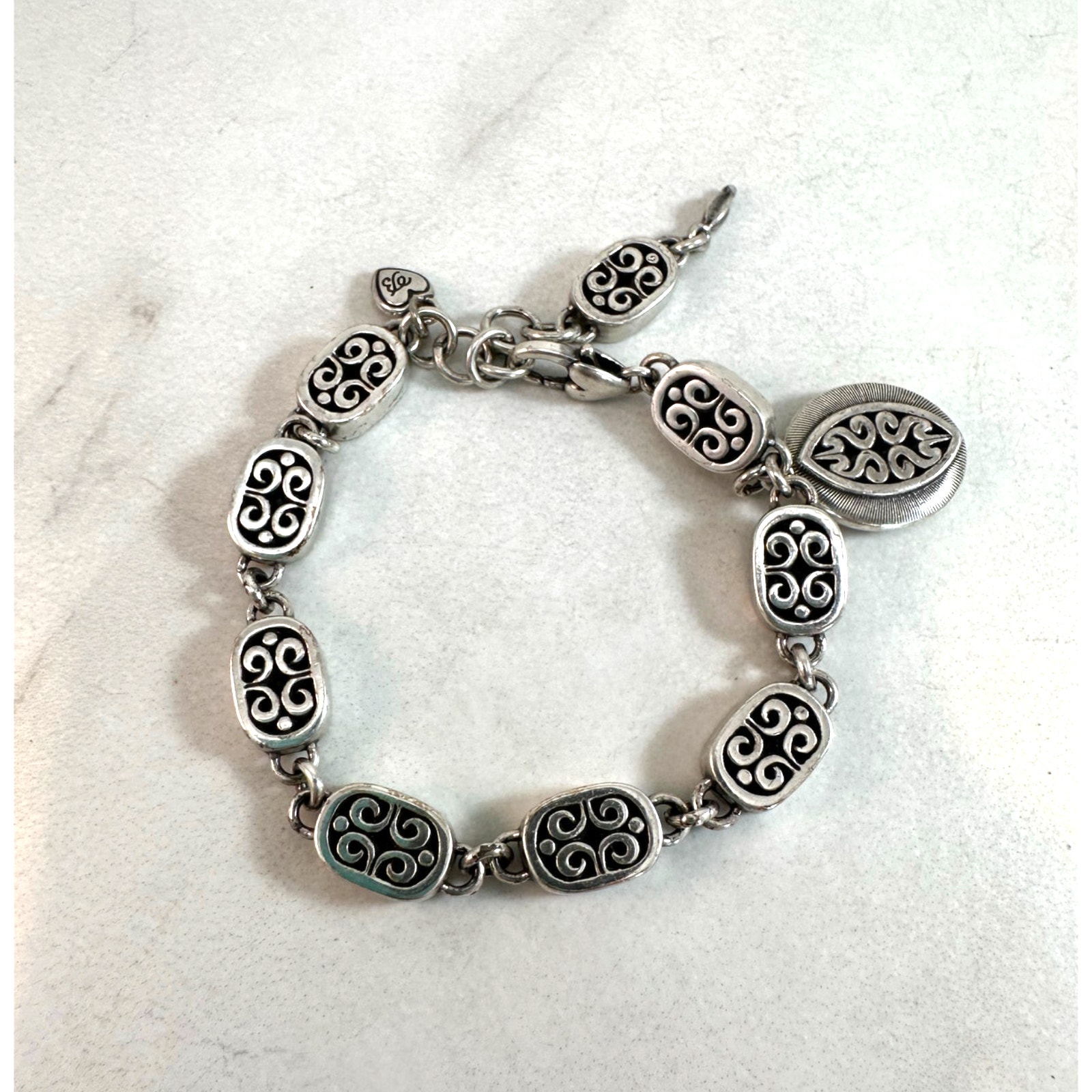 Brighton Ornate Scroll Link Silver Toned Bracelet